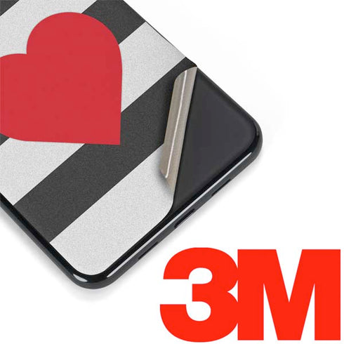 Black And White Striped Heart Google Pixel 3a Skin